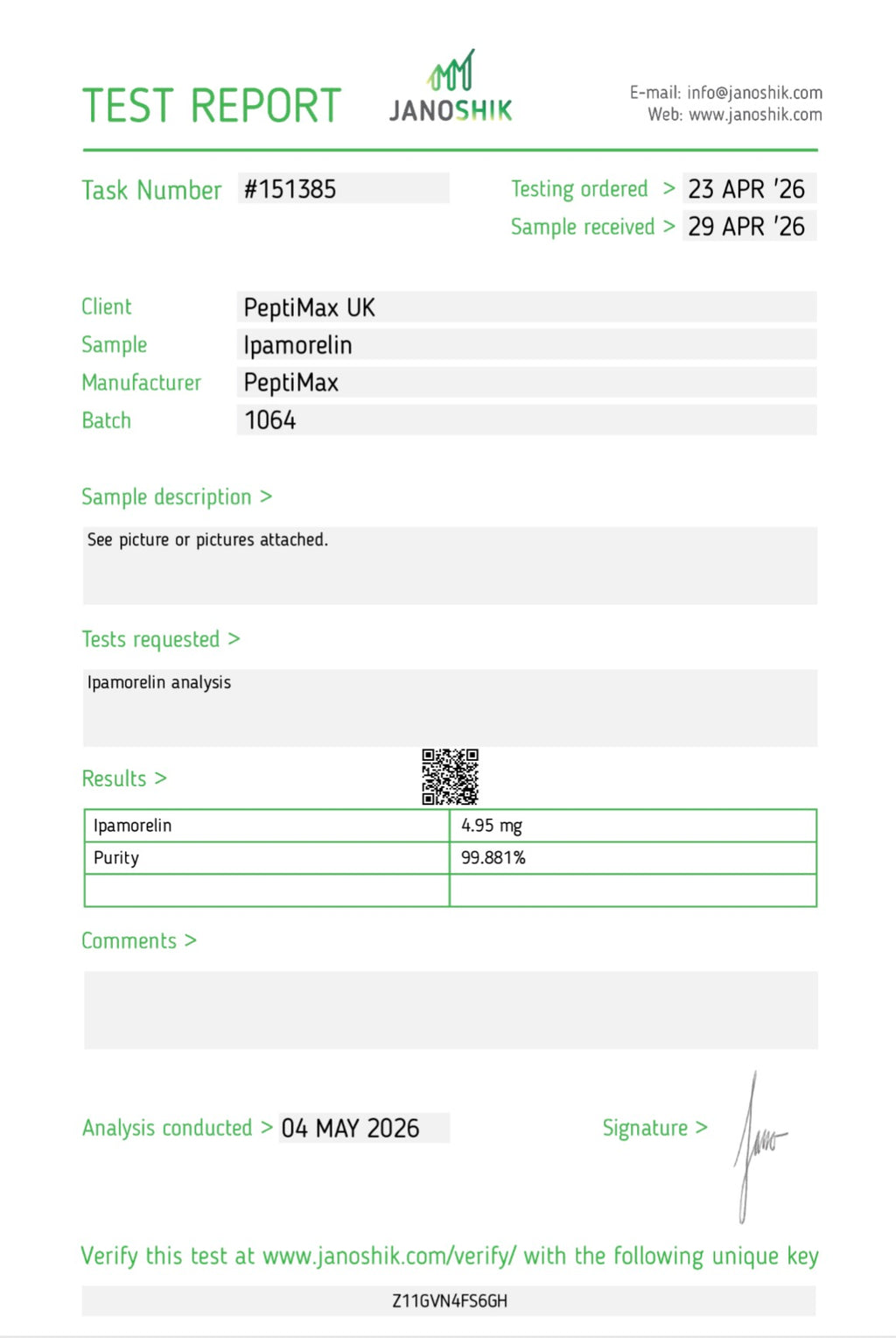 IPAMORELIN - Research Grade