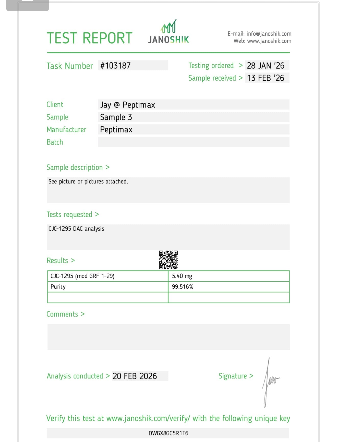 CJC1295 no DAC - Research Grade